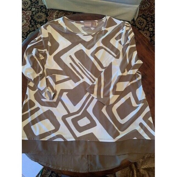 Chicos 2 Soft 12-14 Tunic Womens Geometric  Assymetric 3/4 Sleeve Plus Size - Picture 11 of 13